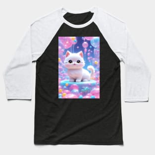 Cute Kawaii cat with balloons Baseball T-Shirt